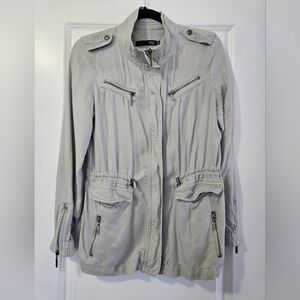 Small Max Jeans Women's Gray Cargo Denim Lightweight Jacket